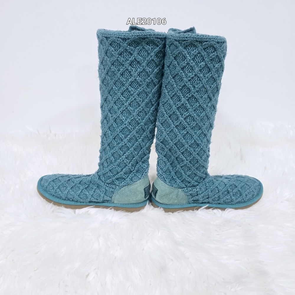 UGG style knit boots Classic Cardy model Turquoise Color Sz.7 - Picture 16 of 17